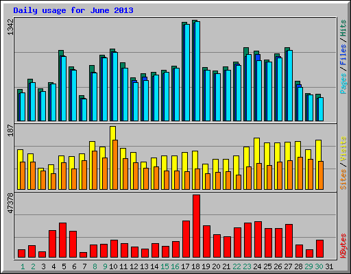 Daily usage for June 2013