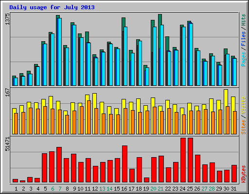 Daily usage for July 2013