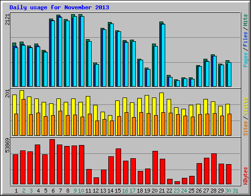 Daily usage for November 2013