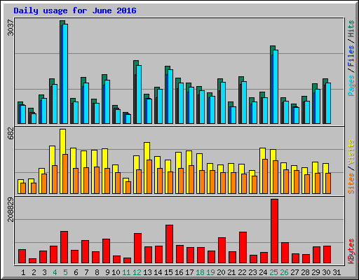 Daily usage for June 2016
