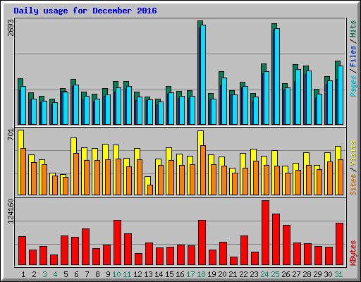 Daily usage for December 2016
