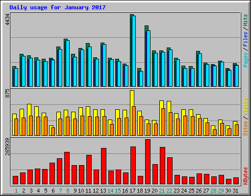 Daily usage for January 2017