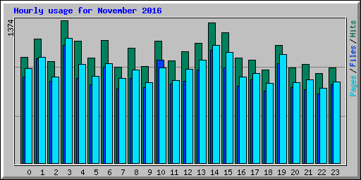 Hourly usage for November 2016
