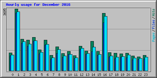 Hourly usage for December 2016